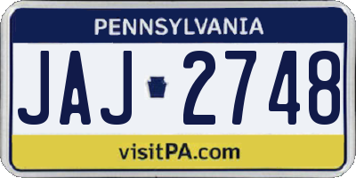 PA license plate JAJ2748