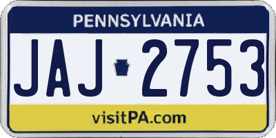 PA license plate JAJ2753