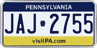 PA license plate JAJ2755