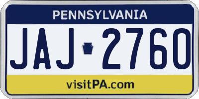 PA license plate JAJ2760