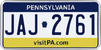 PA license plate JAJ2761