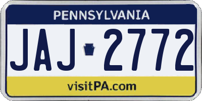 PA license plate JAJ2772