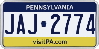 PA license plate JAJ2774