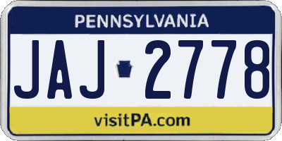 PA license plate JAJ2778