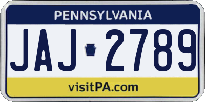 PA license plate JAJ2789
