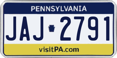 PA license plate JAJ2791