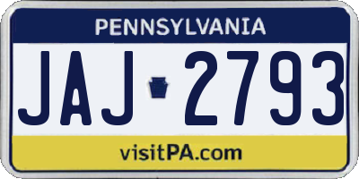 PA license plate JAJ2793