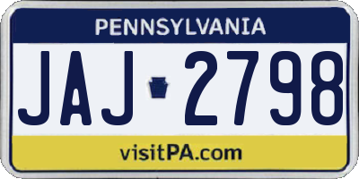 PA license plate JAJ2798