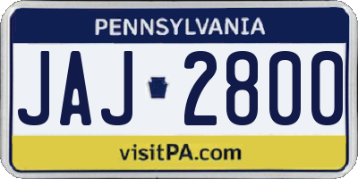 PA license plate JAJ2800