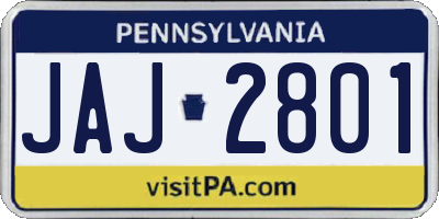 PA license plate JAJ2801