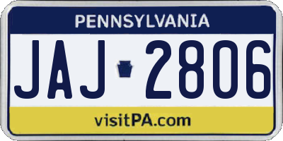 PA license plate JAJ2806