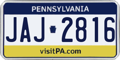 PA license plate JAJ2816