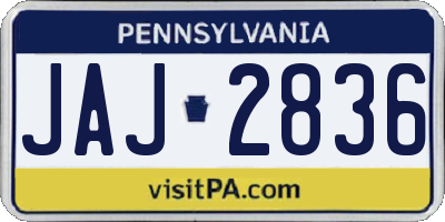 PA license plate JAJ2836