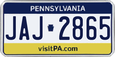 PA license plate JAJ2865
