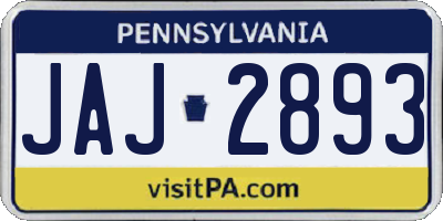 PA license plate JAJ2893