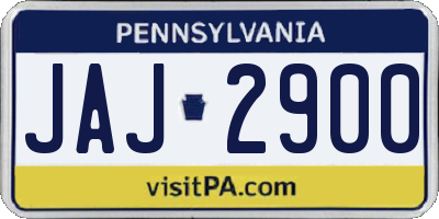 PA license plate JAJ2900