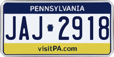 PA license plate JAJ2918