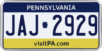 PA license plate JAJ2929