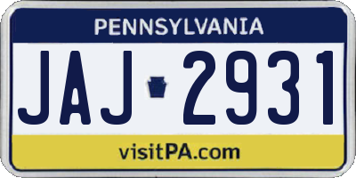 PA license plate JAJ2931