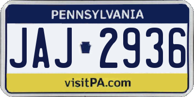 PA license plate JAJ2936