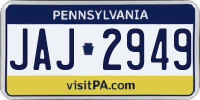 PA license plate JAJ2949
