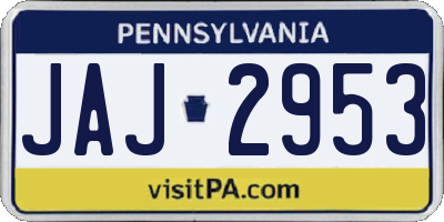 PA license plate JAJ2953
