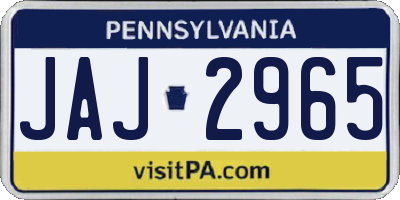 PA license plate JAJ2965