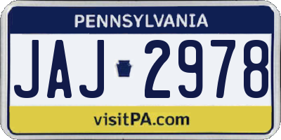 PA license plate JAJ2978