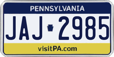 PA license plate JAJ2985