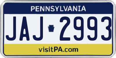 PA license plate JAJ2993