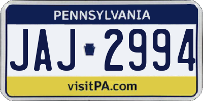 PA license plate JAJ2994