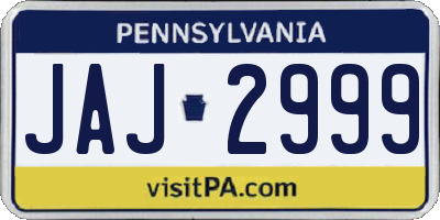 PA license plate JAJ2999