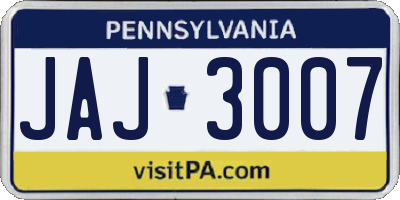 PA license plate JAJ3007