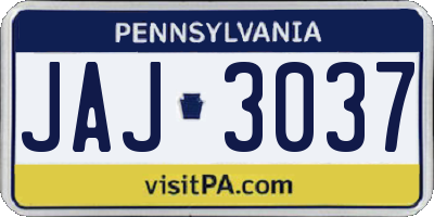 PA license plate JAJ3037