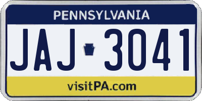 PA license plate JAJ3041