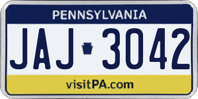 PA license plate JAJ3042