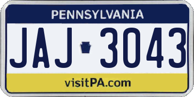 PA license plate JAJ3043