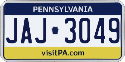 PA license plate JAJ3049