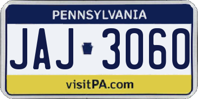 PA license plate JAJ3060