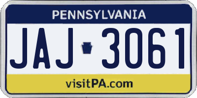 PA license plate JAJ3061