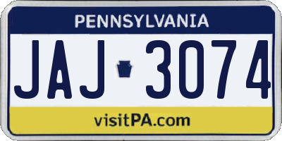 PA license plate JAJ3074