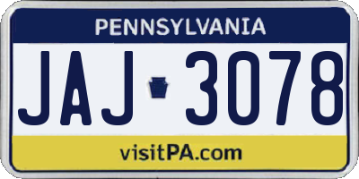 PA license plate JAJ3078