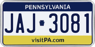 PA license plate JAJ3081