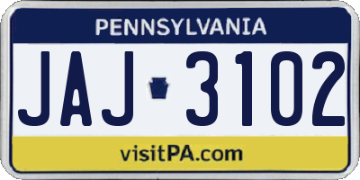 PA license plate JAJ3102