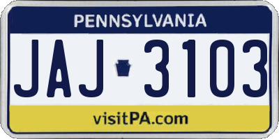 PA license plate JAJ3103
