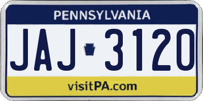 PA license plate JAJ3120