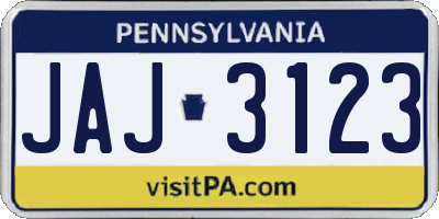 PA license plate JAJ3123