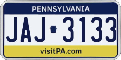 PA license plate JAJ3133