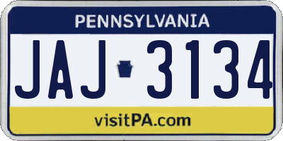 PA license plate JAJ3134