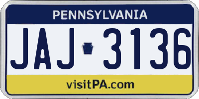 PA license plate JAJ3136